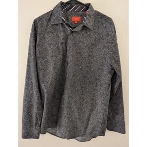 Tallia Paisley Black Shirt Mens L 16.5 100% Cotton Long Sleeve Luxury Club Style